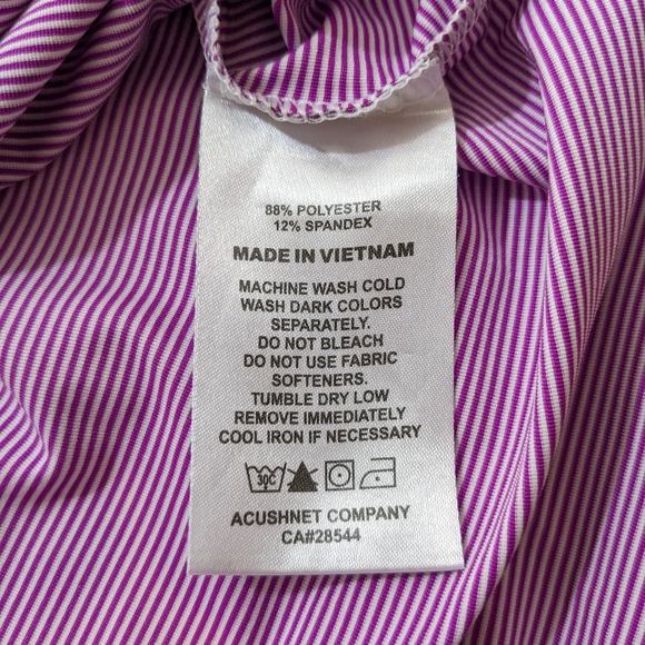 Footjoy Golf Polo Mens Purple White Striped Size Medium - Picture 3 of 4